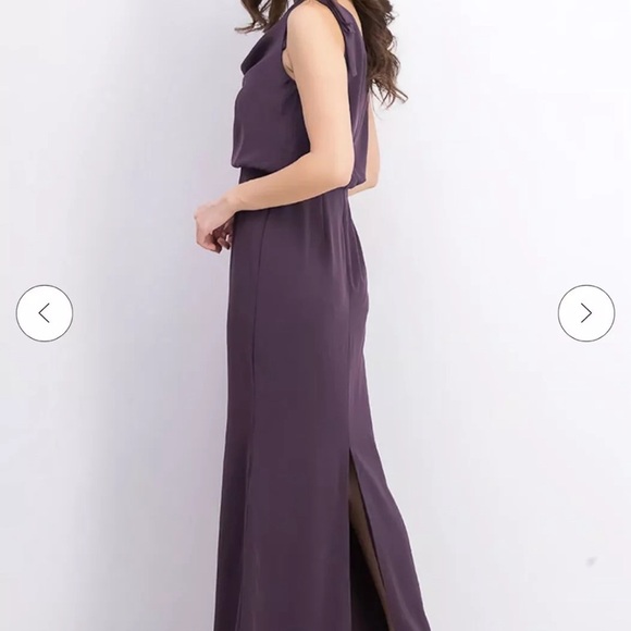 NWT Purple Adrianna Papell Cowl-Neck Crepe Gown, Sz 14 - Picture 3 of 13